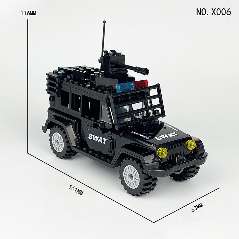 MOC Военный Транспортный Бронированный Автомобиль Строительные Блоки Полицейская Машина Внедорожник Спасательный Патрульный Автомобиль Солдат SWAT Колесница Кирпичи Игрушка