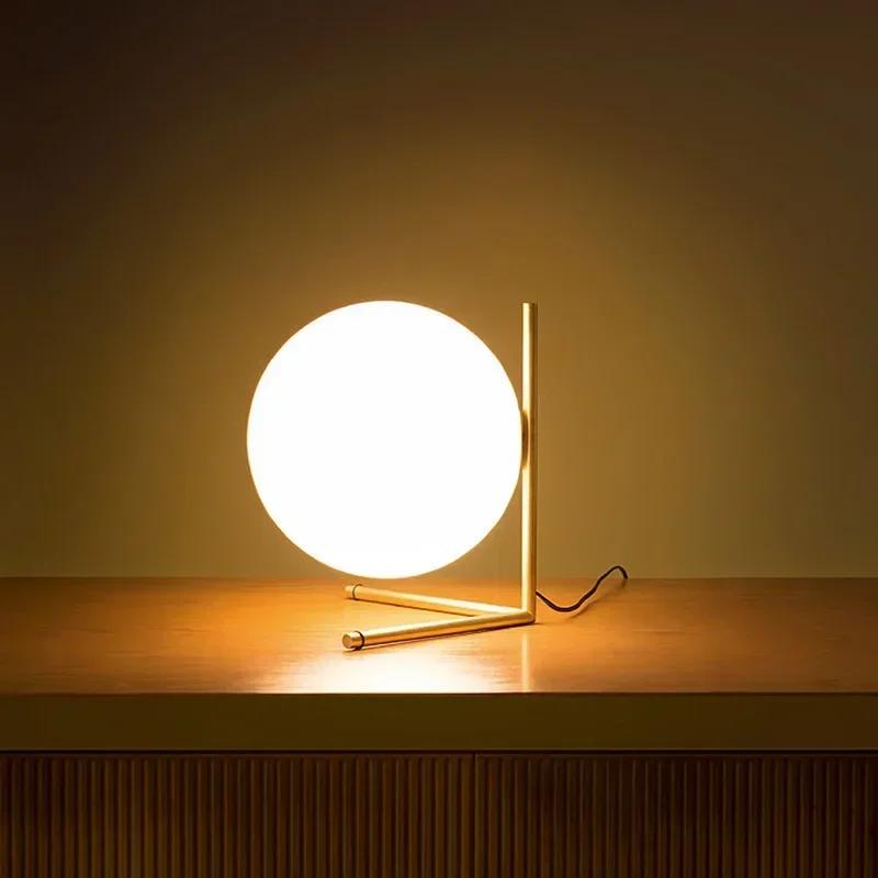 Modern Minimalist Glass Household Table Lamp Nordic Creative Personality Bedroom Bedside Lamp Hoom Decoration Ball Desk Light