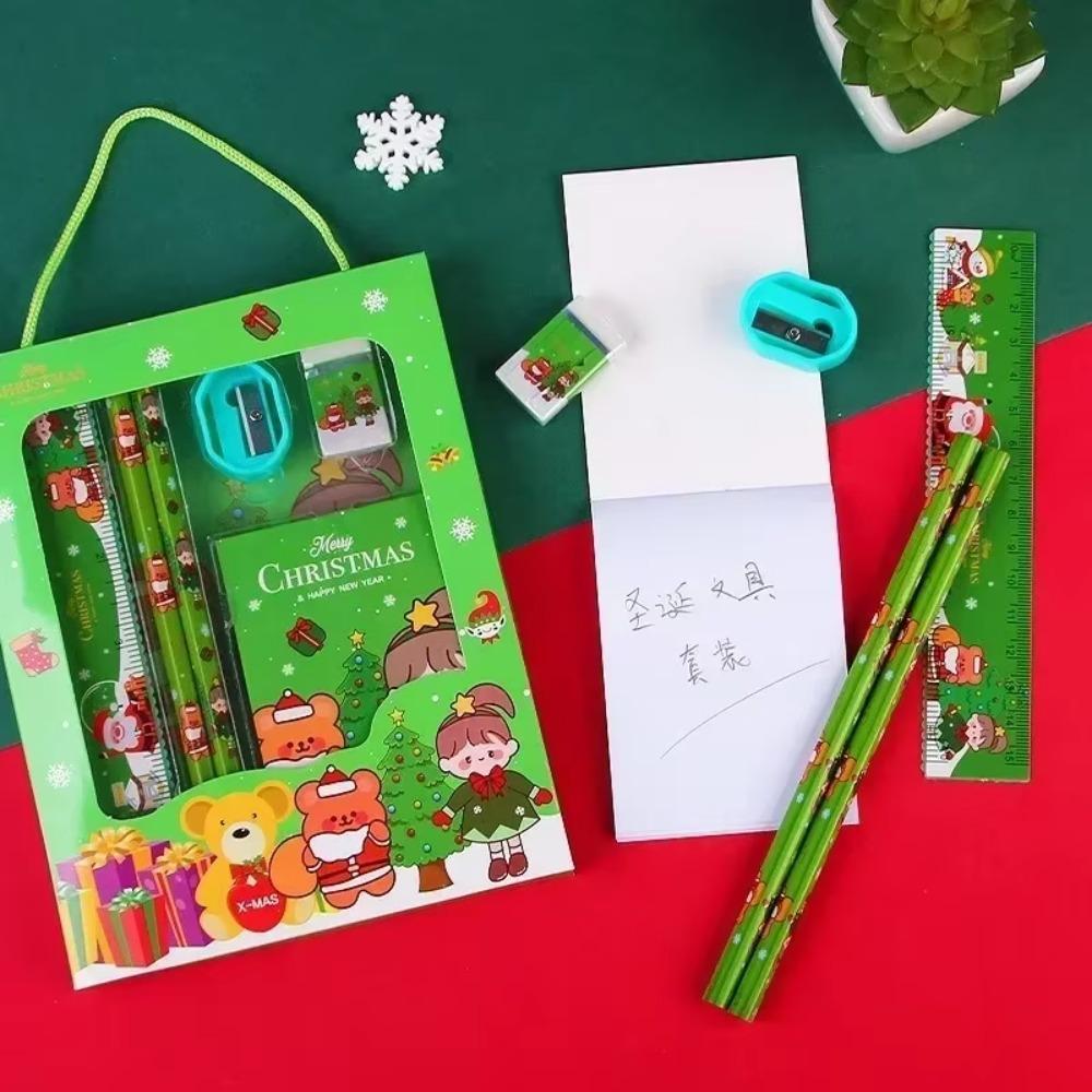 The Study Set Gift Given By Santa Claus Pencil Stationery Set Children Student Office Supplies Kawaii Prize Birthday New Year