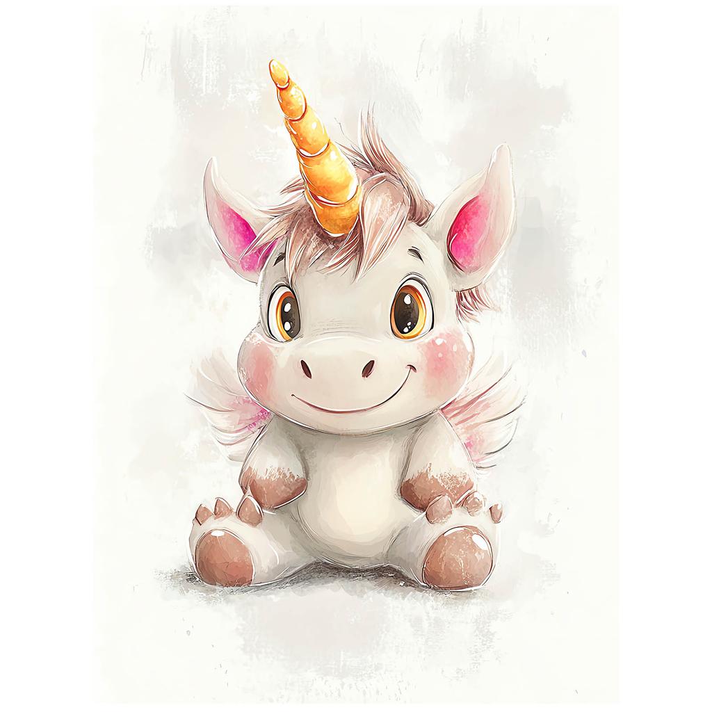 Plakat Uroczy Jednorożec W Pastelowych Kolorach Plakat Uroczy Jednorożec W Pastelowych Kolorach, 50X70 Cm, Bez Ramy, Płótno Premium Na Blejtramie