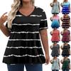 Womens Plus Size Tops Shorts Sleeve Shirts V Neck Casual Clothing Clothes Printed Tops