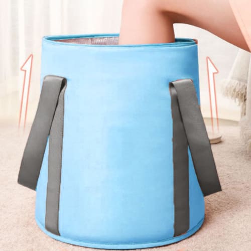 Foldable Foot Bath Bucket | Foot Washing Bag with Knee Cover | Portable Foot Bath Basin for Pedicures, Foot Spa, Travel, Outdoors, and Laundry