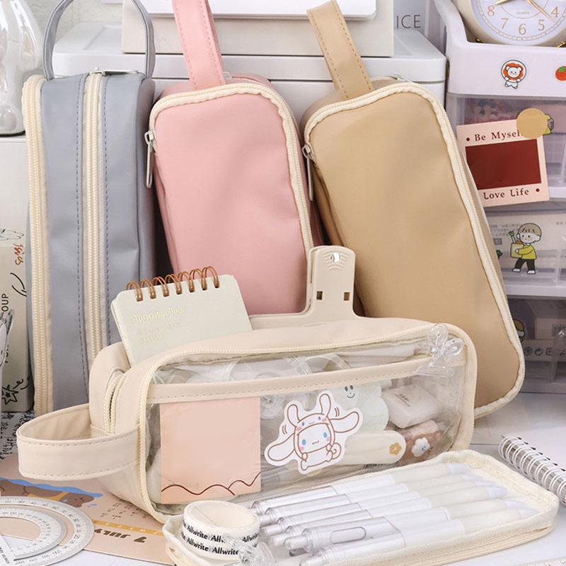 Прозрачный пенал большой емкости, пенал, школьные принадлежности, чехол для ручек, школьные пеналы, канцелярские принадлежности, пенал