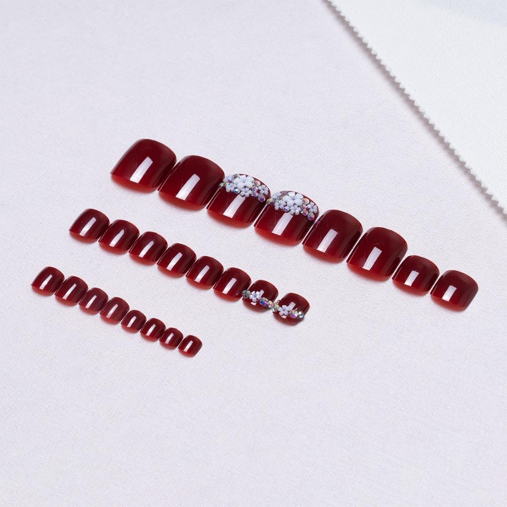 Short Length False Toe Nails Square Head Press On Nails Detachable Foot Nail Tips Girl