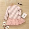 Осеннее полосатое платье для девочек Детская одежда Повседневная юбка с рисунком кролика Короткая юбка Милая юбка А-силуэта для девочки