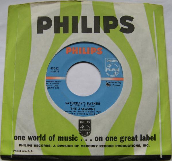 7-дюймовая пластинка FOUR SEASONS Saturdays Father Goodbye Girl 40542 Philips US Pop Б/у