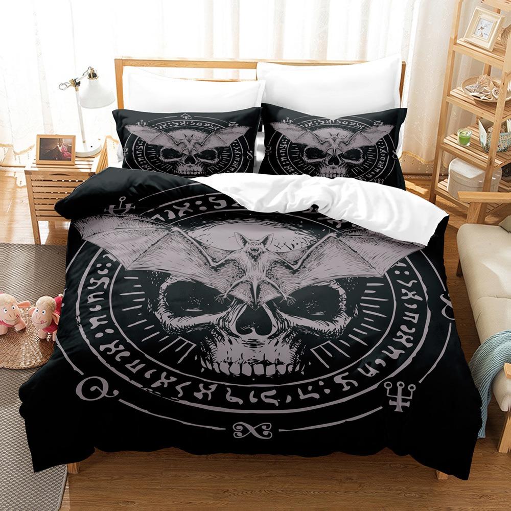 Halloween Bedding Comforter Sets Skull 3D Printed Comforter Sets Ultra Soft & Comfortable King Size Bedding Sets Decorative