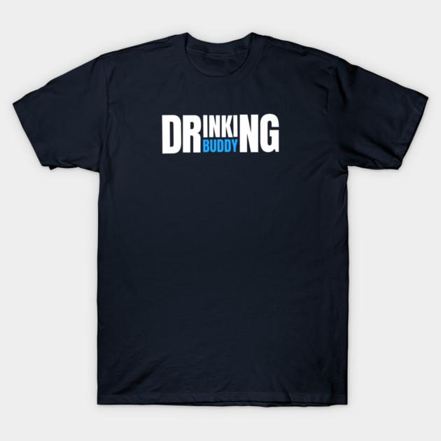 Asian Size Men Black Print T-shirt Drinking Humor / Drinking Buddy No-Cut Print Cotton Tshirt