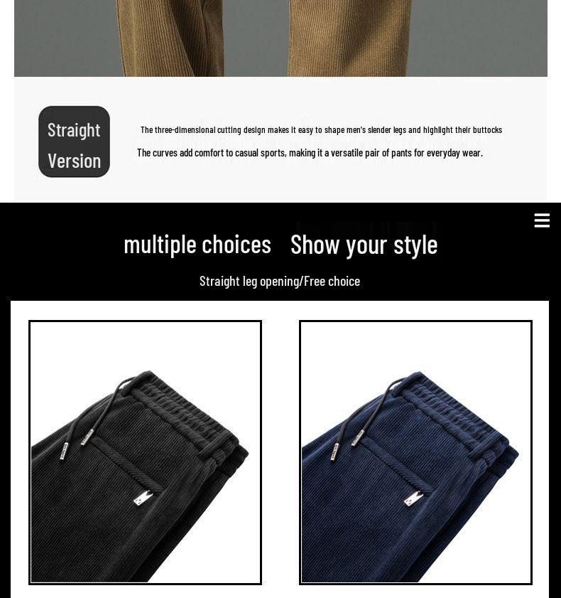 Мужские вельветовые брюки на флисовой подкладке Romon, утолщенная эластичная талия, теплый повседневный стиль для осени/зимы.