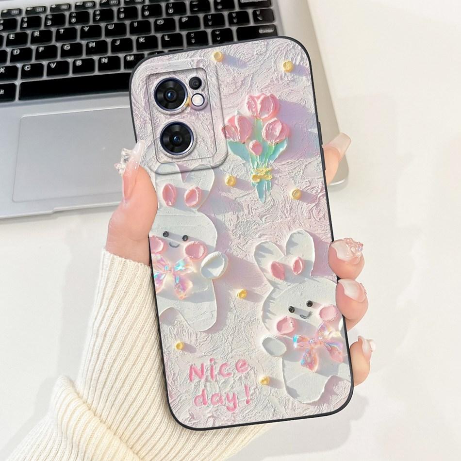 For OPPO Reno7 5G Elegant Sunflower Tulip Printed Phone Case For Oppo Reno 7 5G CPH2371 Soft Silicone Shockproof Cases
