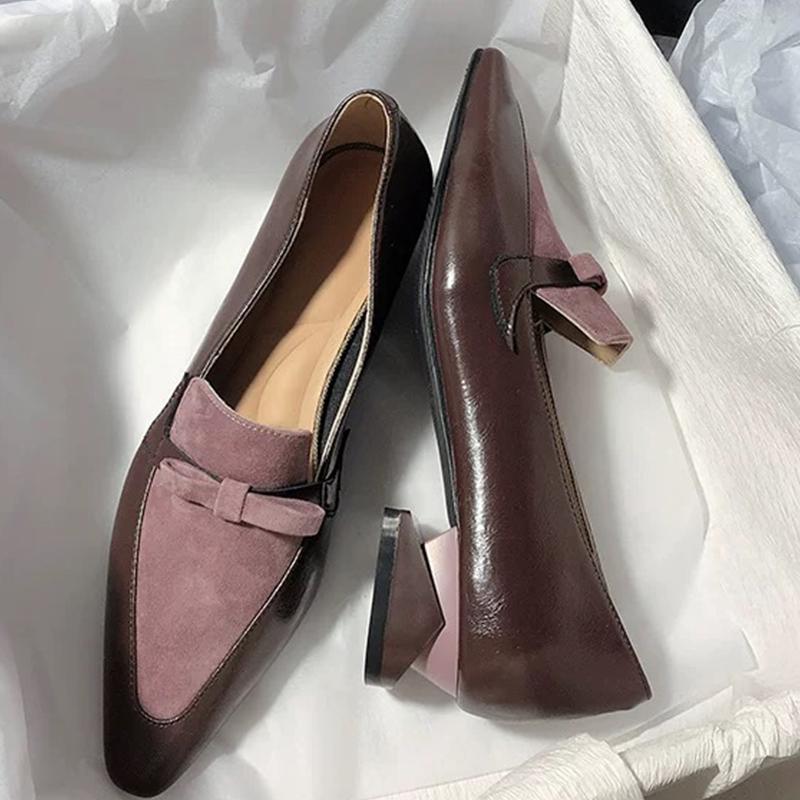 Модные Женские Туфли на Каблуке с Острым Носом Мокасины с Бантом Модные Туфли Осенний Дизайнерские Новые Женские Туфли 2025 Платье Сексуальные Роскошные Zapatos De Mujer
