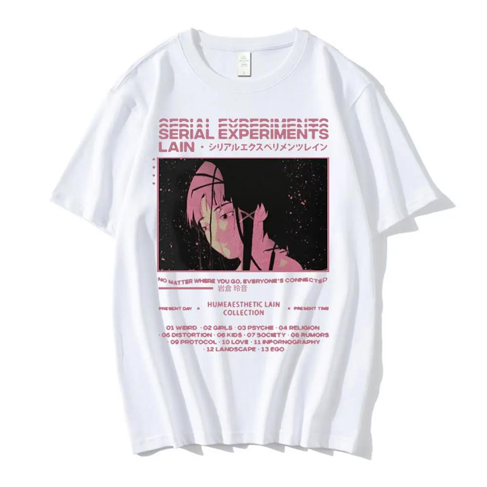 Anime Serial ExperiUnisexts Lain Graphic Print T Shirt Iwakura Unisexga Girl Sci Fi Short Sleeve Fashion Plus Size T Shirt Unisex