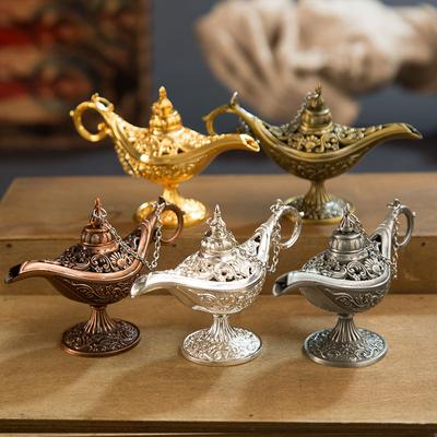 12см(4,7")Классические редкие лампы Hollow Legend Aladdin Magic Genie для благовоний, ретро-лампы Wishing Oil Lamp для домашнего декора, подарок