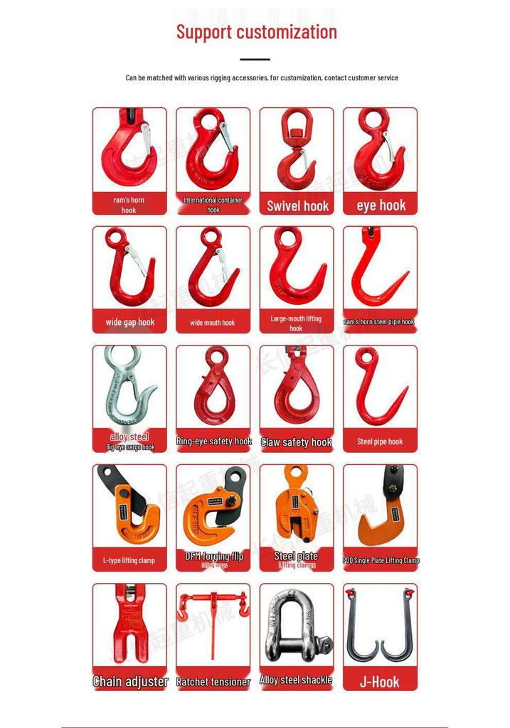 Прочная стальная цепная стропа класса G80 с двойными и четырехкратными крюками для использования с краном