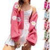 Women's Floral Sweater Loose Short Knit Cardigan