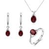 S925 Silver Ring Earrings Pendant Necklace Natural Garnet Gemstone Fine Jewelry Set for Women's Anniversary and Engagement Gifts