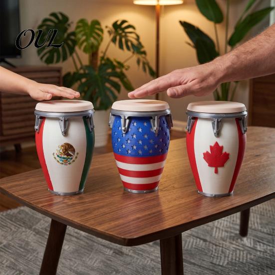 Poolside Gathering Decor Conga Drum Piggy Bank with National Flag Design for Kids Adults, Decorative Money Saving Personalized Gift Music Fans