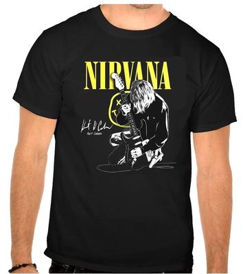 Черная футболка с логотипом Nirvana Курта Кобейна -1301-