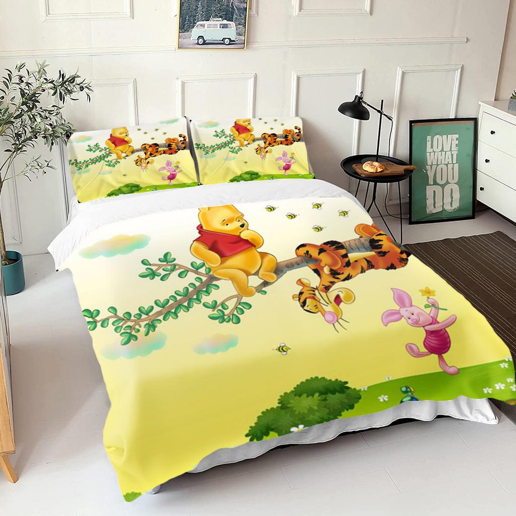Comforter Winnie The Pooh Bear Bedding Set Queen With 3D Children'S Bedding Set Universal Suitable For Children