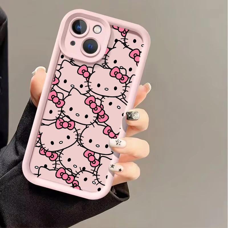 Розовый мультяшный чехол Hello Kitty для iPhone 17 16 Pro Max 17 Air 16e 15 14 13 12 11 Pro Max 14 15 16 Plus INS Силиконовый чехол