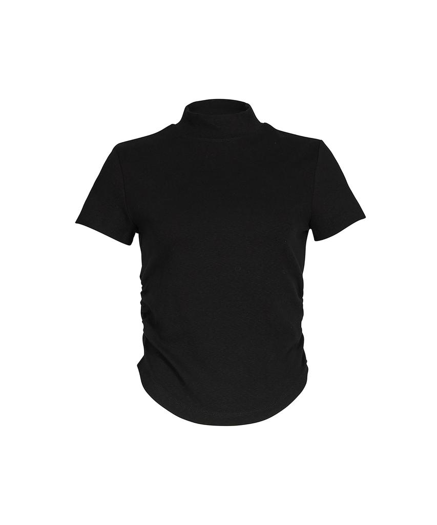 OEUVA Black Soft Half-Neck Short Sleeve Top