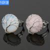 Natural Arc Face Stone Hand Ornament Hand-wound Tree Life Ring Opening Adjustable Ring
