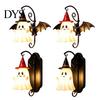 Autumn Wall Ornament Cute Ghost Light, Wizard Hat Lamp, Decorative Night Light for Kids Mount Lamp Halloween Home Hallway Entrance Bedroom Decor