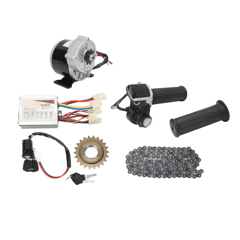 36V 350W Gear Reduction Electric Motor Controller Kit with 22T Sprocket 114 Link Chain 36V Throttle Grip Ignition