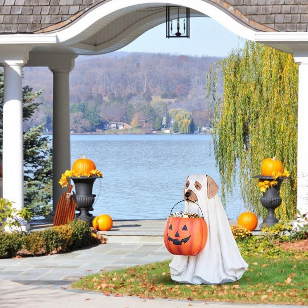 Resin Halloween Dog Elf Candy Bowl Cat Snack Storage Props Sweets Holder Christmas