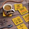 Inkdotpot Set of 6 Drink Coasters Easy Clean 4 inch Square  Coasters  Cork Base-  Reusable- Funny Bachelor