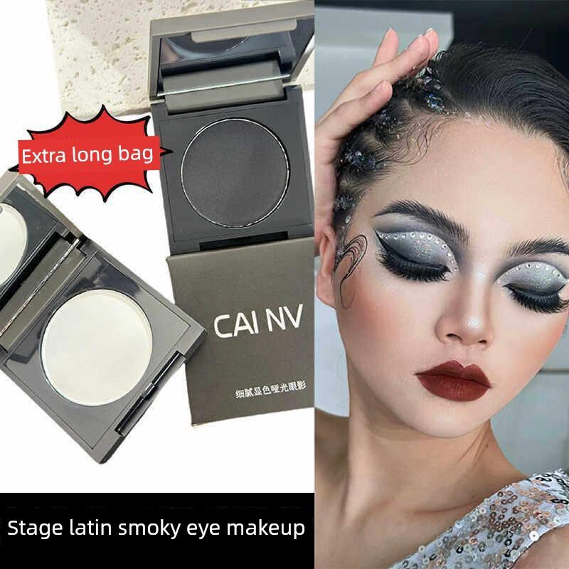 Easy-To-Apply Smoky Eye Makeup Stage Makeup Single-Color Eyeshadow Matte White Black Latin Dance Makeup Eyebrow Powder Cosmetics