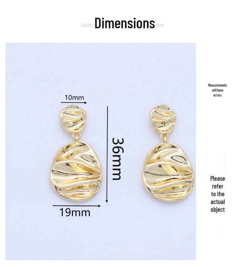 Real Gold Retention S925 Silver Needle Geometric Irregular Oval Earrings