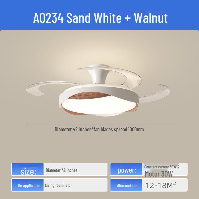 Современный потолочный вентилятор из орехового дерева с интеллектуальным преобразованием частоты для гостиной и столовой