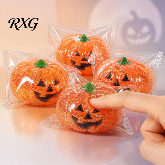Elastic Fidget Toy 1/2/3Pcs Halloween Pumpkin Stress Relief Toy, Creepy Head Squeeze Glitter Ball for Kids Adults, Party Favors Decompression