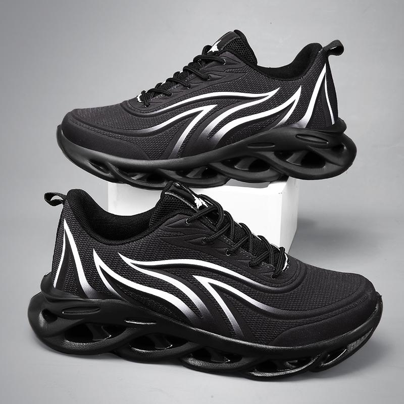 Men's Flame Printed Sneakers Flying Weave Sports Shoes Running Shoes Men Athletic Shoes