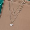 Women Necklace Rhinestone Decor Three Layer Butterfly Pendant Adjustable with Extended Length Prom Party Neck Jewelry Wedding Necklace