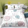 Colourful Snail Duvet Cover Set Cute Kawaii Animal Polyester Comforter Cover King Queen Size For Kids Boys Girls Bedding Set