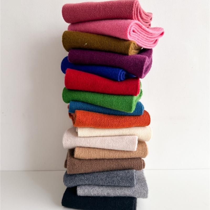 Selected Pure Cotton Wool 100% Cashmere Scarf Solid Color Student Men and Women Winter Warm Knitted Scarf Christmas