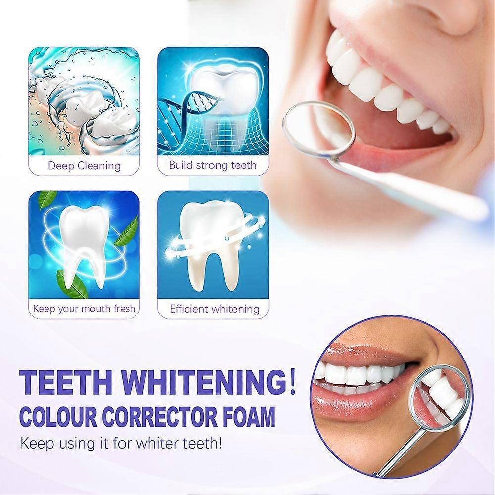 2x V34 Tooth Whitening Mousse Professional 45ml Purple Toothpaste Corrector Deep Cleaning Stain Removal Foaming