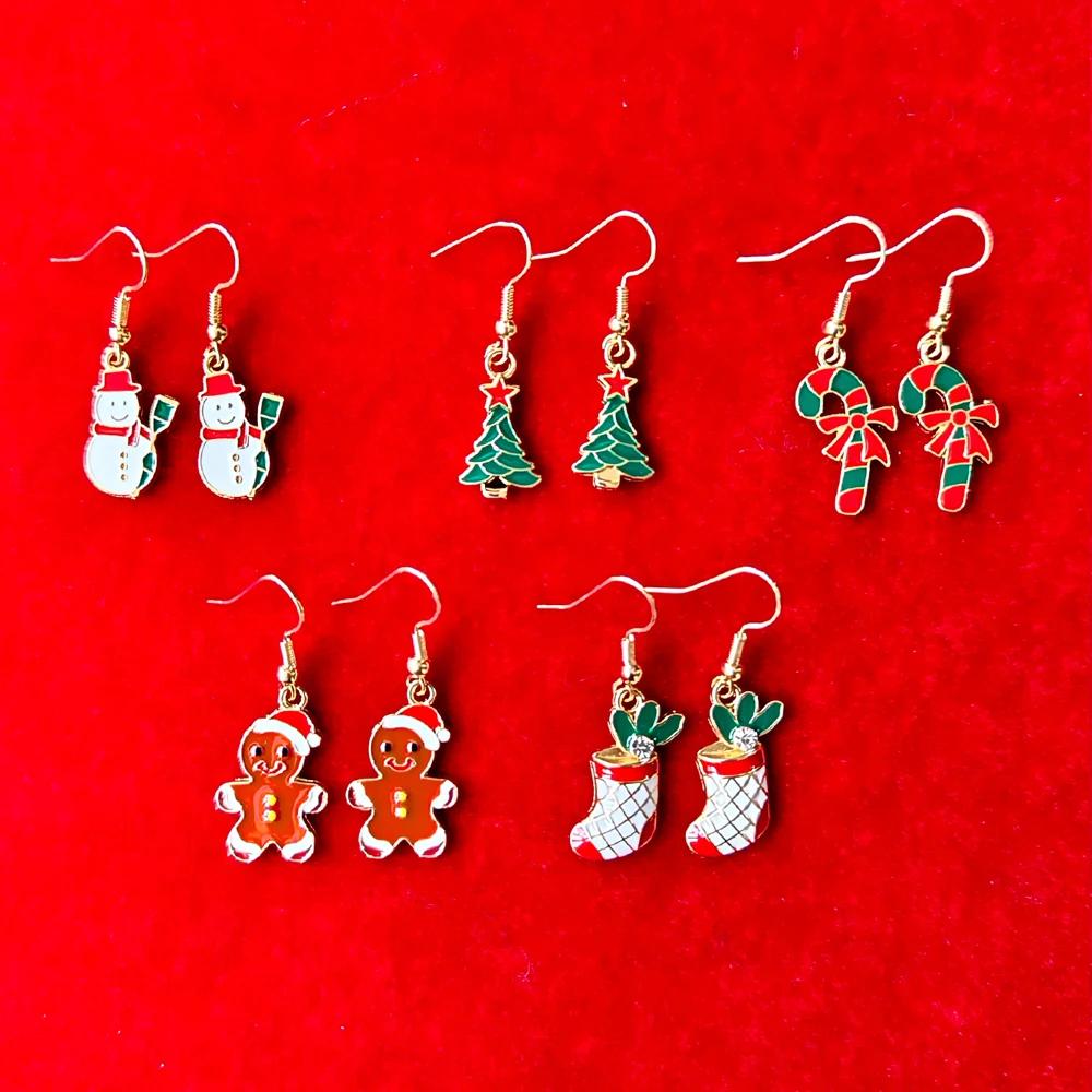 Xiaomi 50/10PCS Christmas Earrings Versatile Cute Cartoon Christmas Style Christmas Tree, Elk, Snowman Alloy Ear Hooks for Christmas