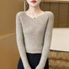 24 Autumn New Women's Knitted Sweater Women's Low-neck Crew-neck Bottoming Shirt Women's Slim-fitting First-line Ready-to-wear