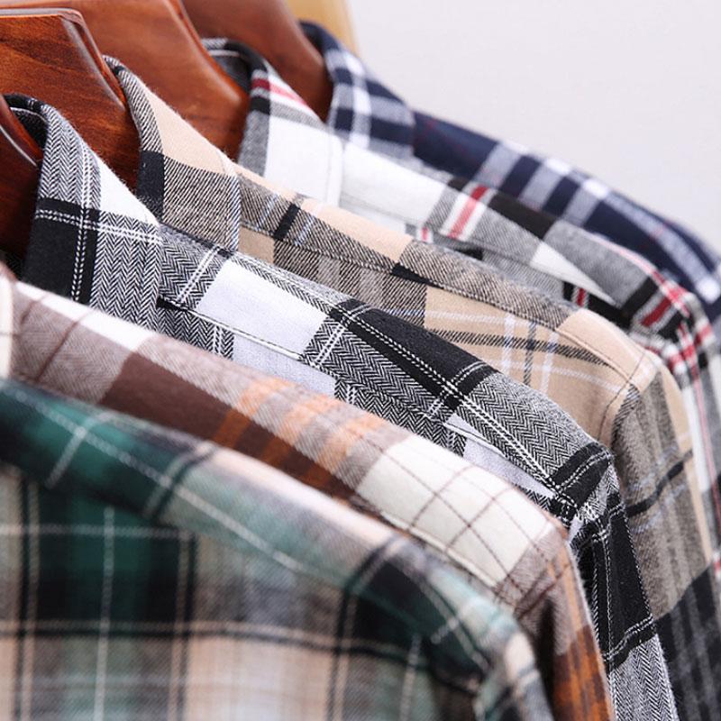 10XL 11XL 100% хлопок Осень Зима Рубашка для полных мужчин Длинный рукав высокое качество шерсть модная клетчатая повседневная немнущаяся