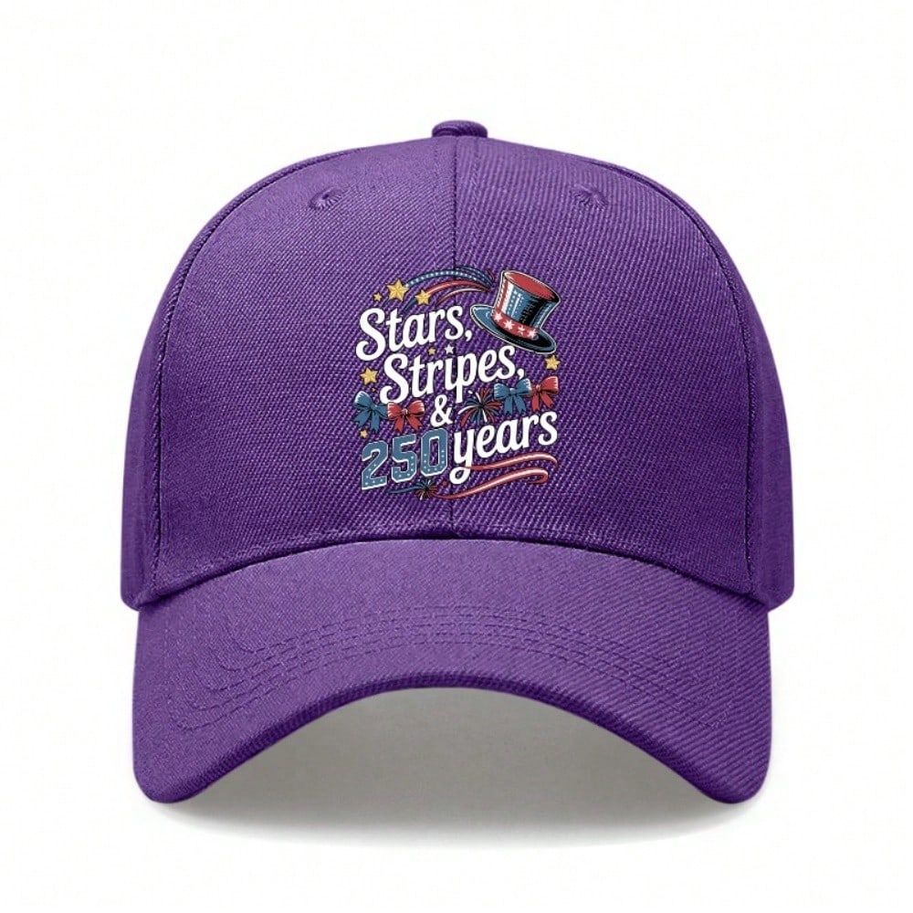 Patriotic Baseball Cap - 250Th Anniversary Stars Stripes Print Polyester Adjustable Hat Breathable Lightweight Unisex Casual Outdoor Sports Holiday