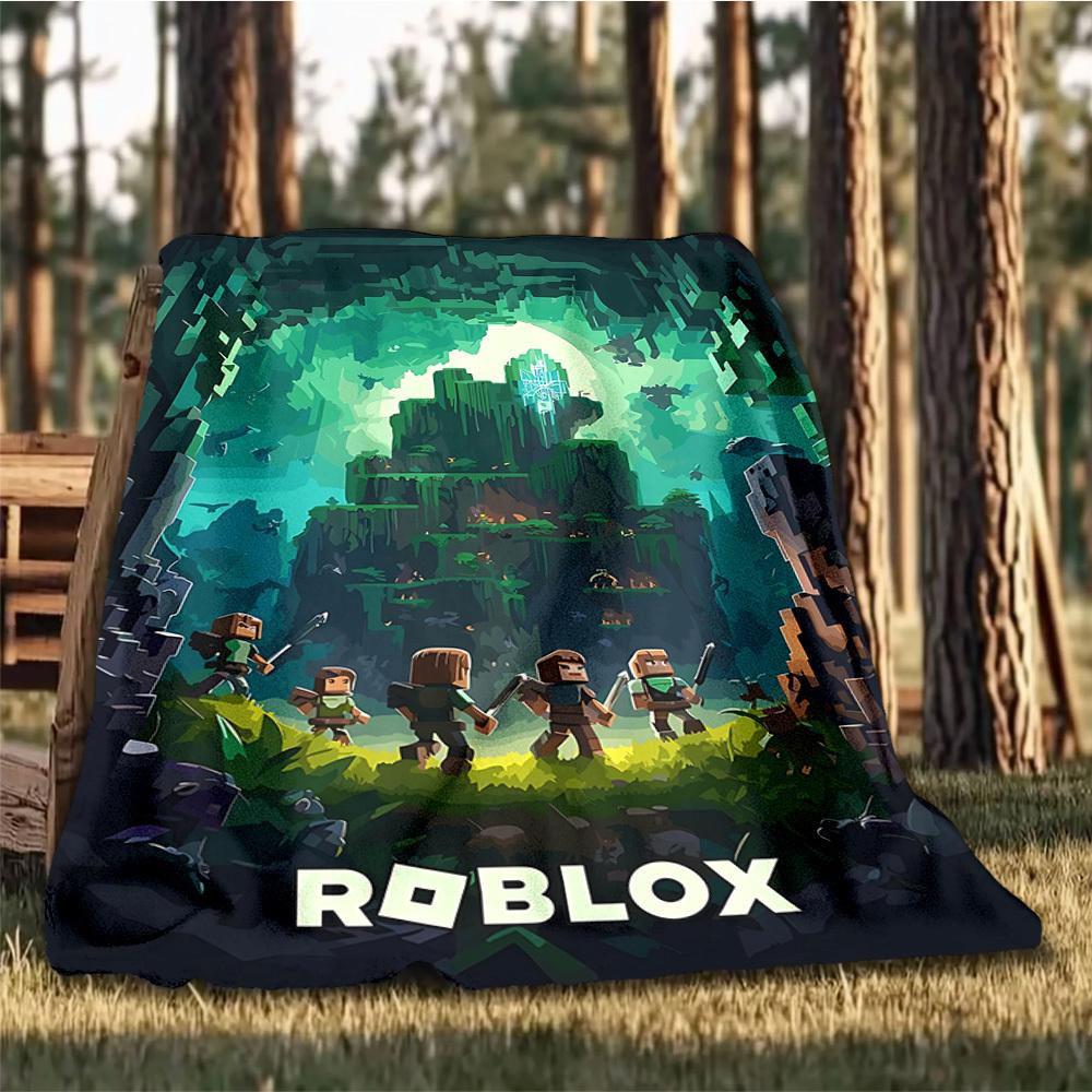 1 шт. Фланелевое одеяло Roblox Adventure Outdoor для девочек, мягкое, легкое, идеально подходит для кемпинга и в качестве подарка, цифровое