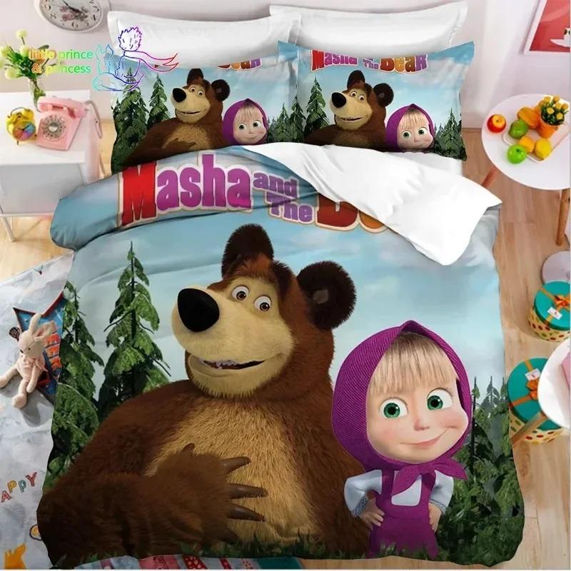 Комплект постельного белья с рисунком аниме-медведя 3D, пододеяльник, одеяло, комплект постельного белья, наволочка, размер King Queen Twin для мальчиков и девочек для взрослых