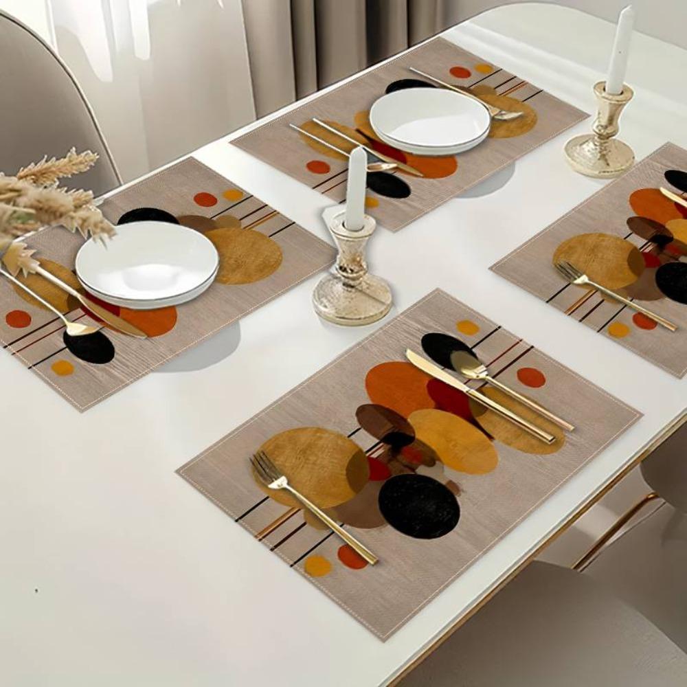 2PCS Oil-Proof Dining Table Mat Rectangular Coffee Cup Mats Washable Heat-Insulating Mat Kitchen