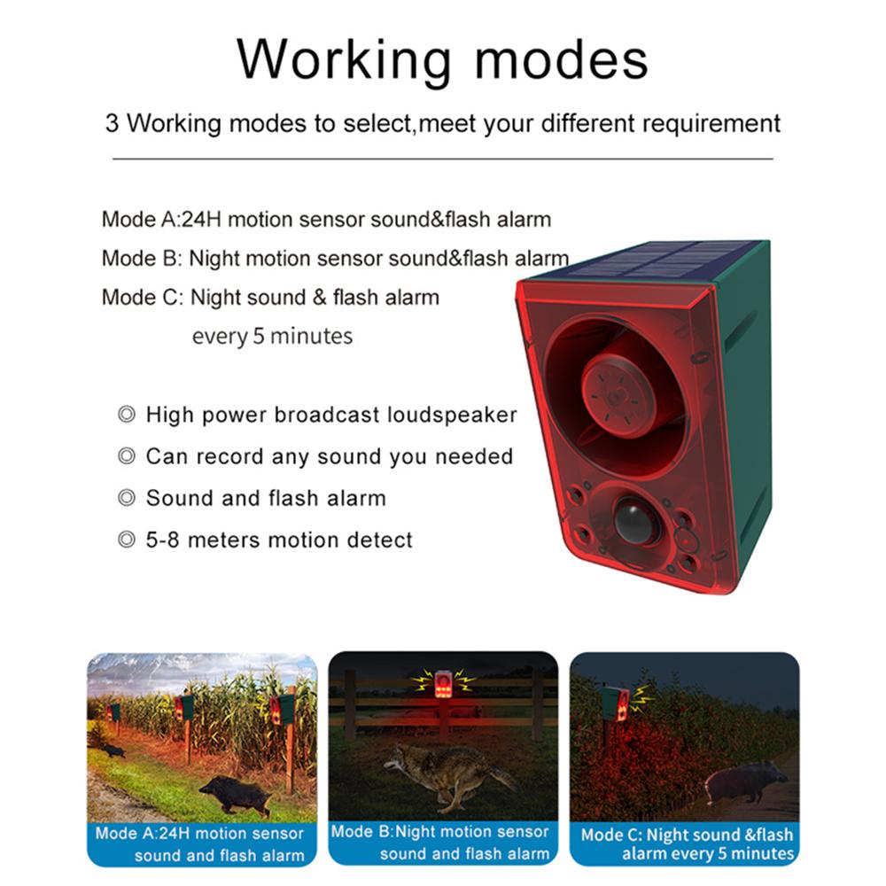 Солнечная сирена безопасности датчика движения на открытом воздухе с пультом дистанционного управления