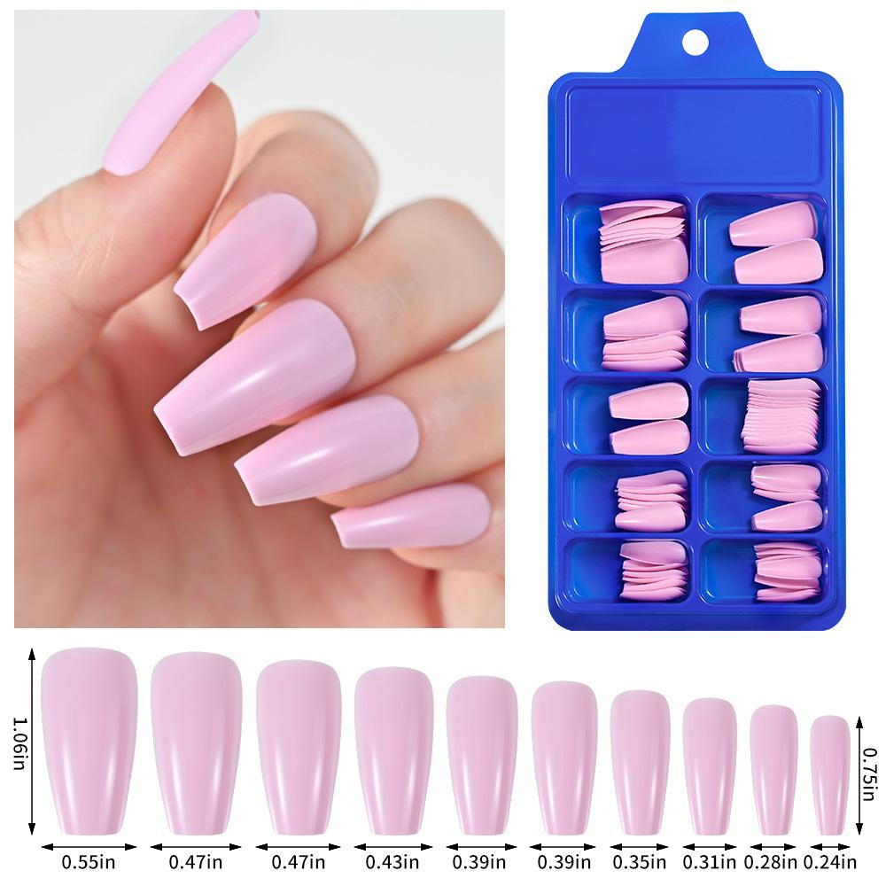 Однотонный Наращиваемый Ноготь Синяя Коробка Балетные Полные Накладки на Ногти Однотонный Наращиваемый Ноготь Накладка на Ноготь