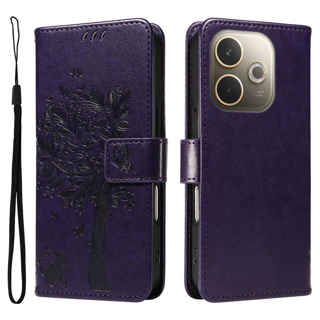 For Oppo A5 Energy 5G (China)/Oppo A5 Pro 4G (Global) Phone Case with Stand Cat Tree Pattern Leather Wallet Mobile Cover