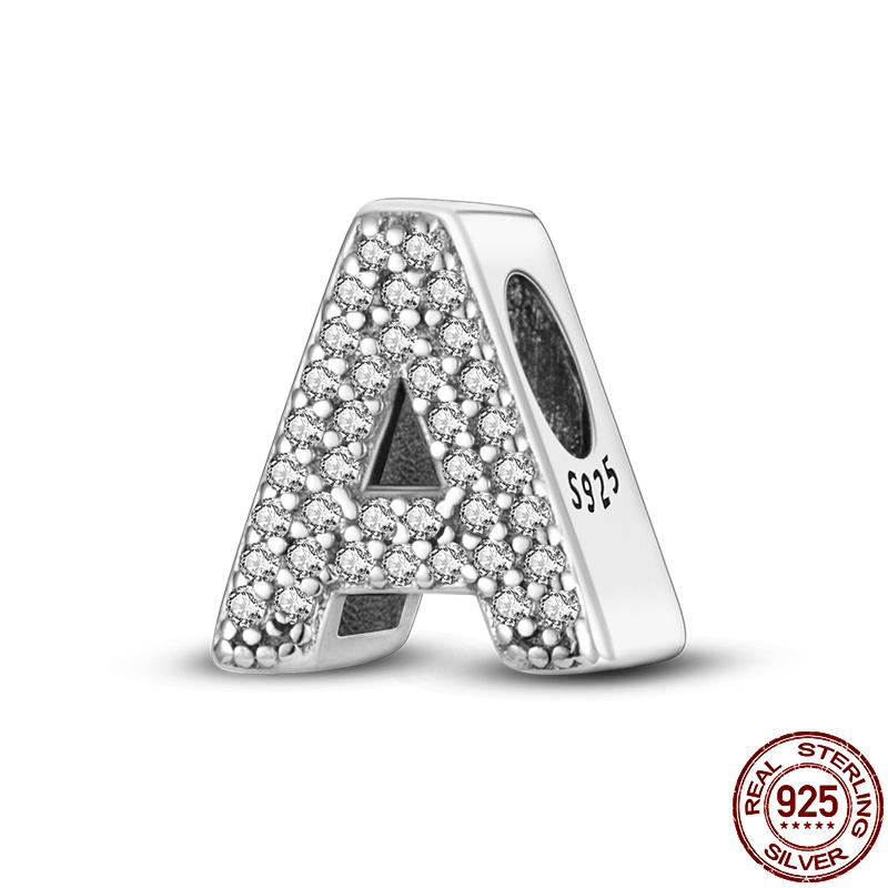 Silver 925 Charms Original Fit Original Bracele Silver Classic 26 Letters Beads Diy Charm For Women Jewelry